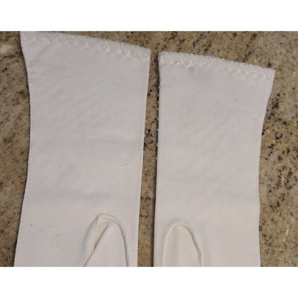 Vintage Size S 6.5 Ivory Cotton Beaded Waterfall Formal 12.5" Long Gloves - Picture 12 of 16